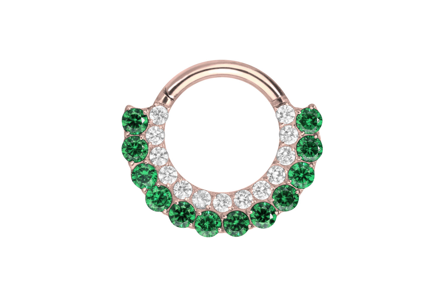 Titan Segmentring Clicker Piercing EINGEFASSTE KRISTALLE ZWEIFARBIG